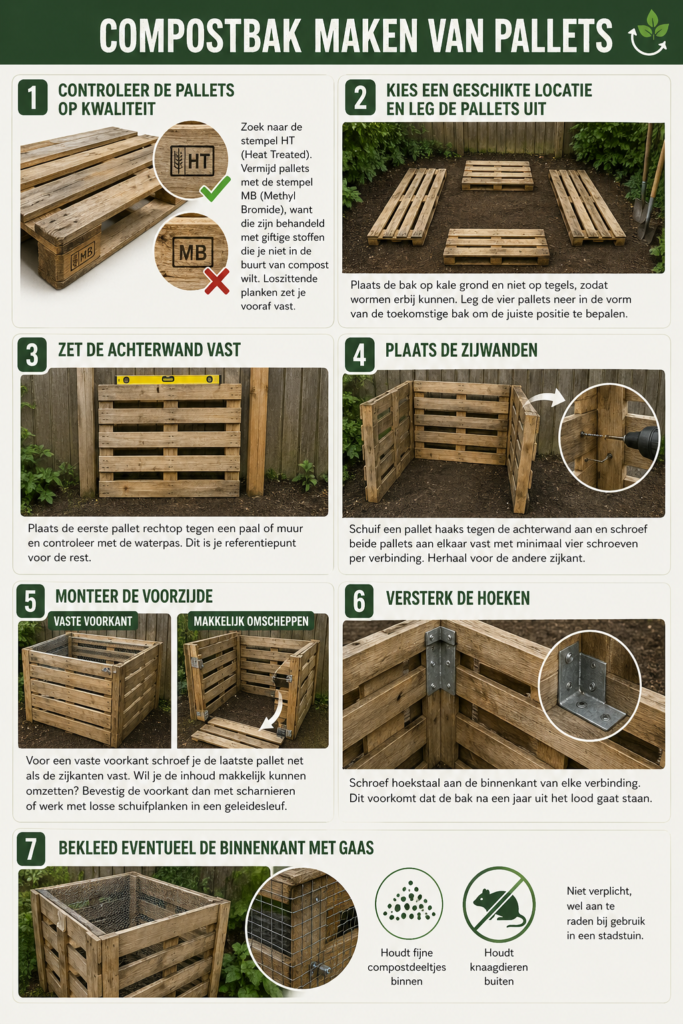 compostbak maken met pallets
