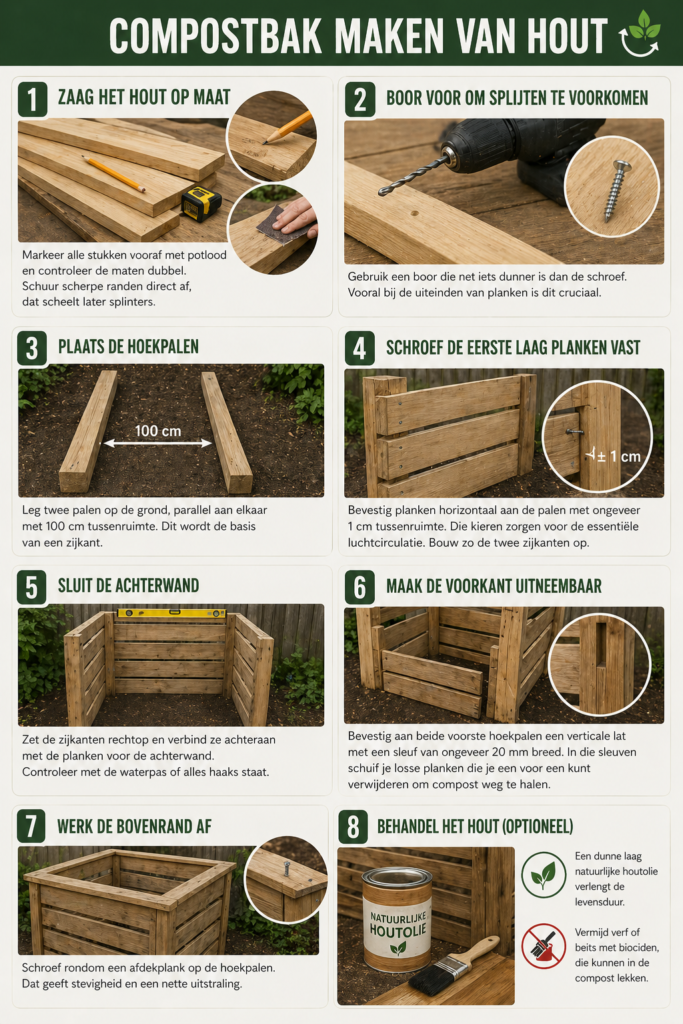 compostbal maken van nieuw hout